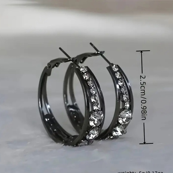 Womens Rhinestone Circle Drop Earrings Dazzling Fashion Jewelry Rose Golden NWOT - Picture 7 of 8